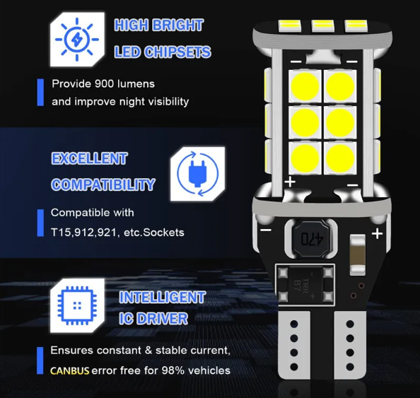  KEEN Canbus led T15 Light Bulbs 3030 24SMD Car Reverse Lamp Turn Signal Lights W16W Car Lamp