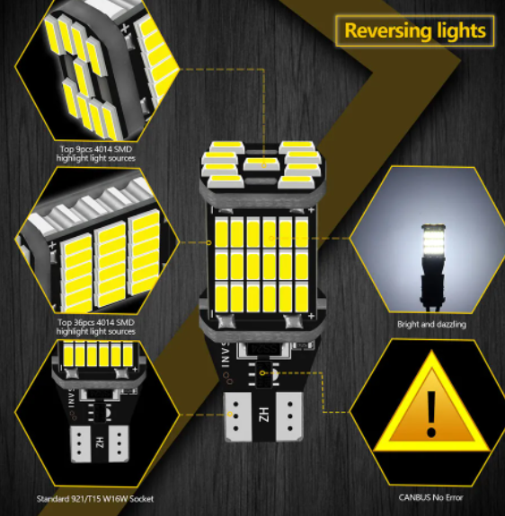  KEEN Hot Sale LED T15 Car Light Bulb 4014 45SMD Canbus Auto Reverse Lamp Tail Light Bulb W16W