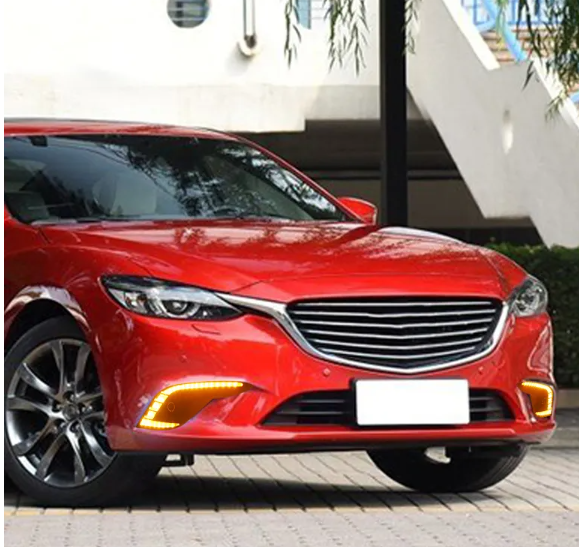  KEEN 12V led DRL for Mazda 6 Atenza 2016 2017 2018 Daytime Running Light with Amber Turn Signal Fog Lamp Cover Lights