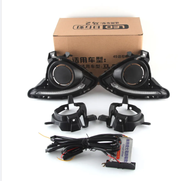   KEEN 12V Car LED Light DRL for Mazda 2 2015 2016 2017 Daytime Running Lamp with Turn Signal Fog Light Auto Head lamp