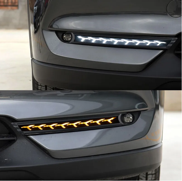  KEEN 12V LED DRL for Mazda CX-5 CX5 2017 2018 2019 Daytime Running Lamp with Dynamic Turn Signal Fog Lights