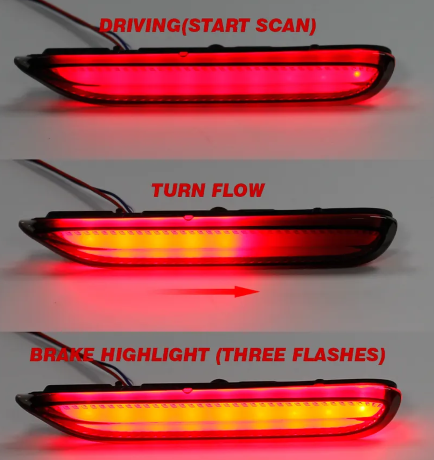   KEEN LED Rear Bumper Reflectors for Nissan X-trail Infiniti Q60 Q70 QX50 Tail Light with Flow Turning led Flash Brake Lamp