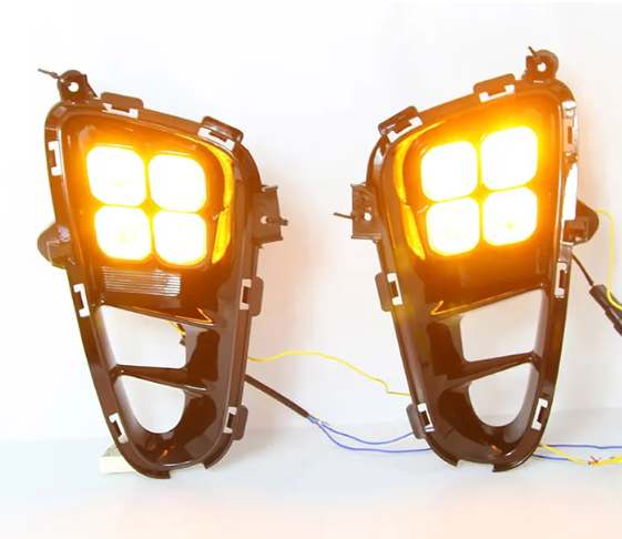 KEEN New Style Car LED Daytime Running Light For 2018 2019 2020 Kia PICANTO DRL White Fog Lamp Cover With Amber turn Signal