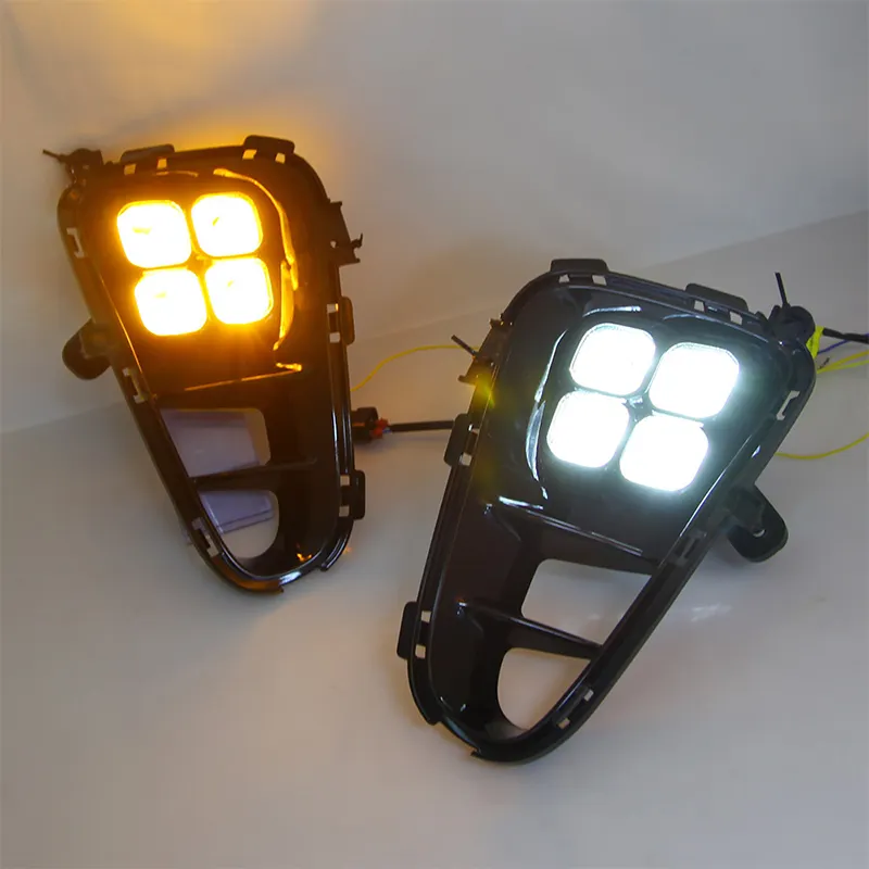 KEEN New Style Car LED Daytime Running Light For 2018 2019 2020 Kia PICANTO DRL White Fog Lamp Cover With Amber turn Signal