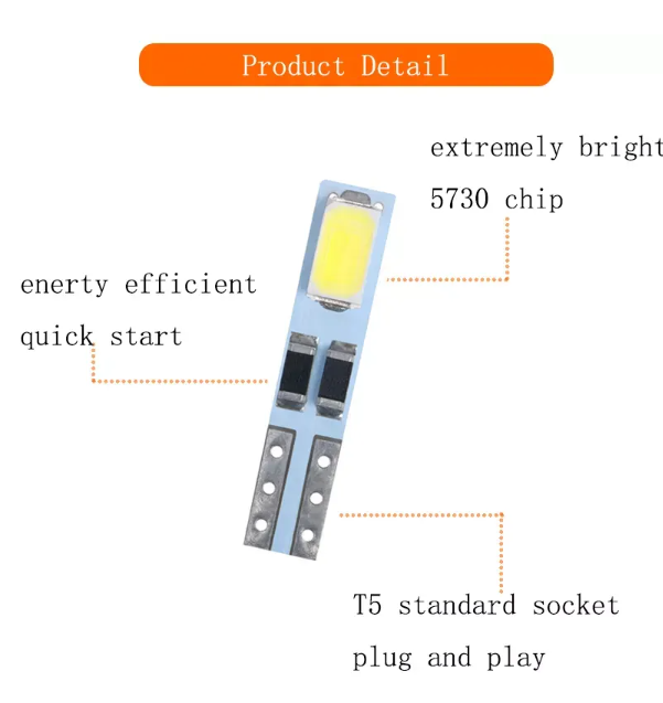 KEEN Hot Sale T5 5730 2SMD LED Speed Dashboard Dash Car Side Light Bulb Auto interior Lamp 12V Car Lights