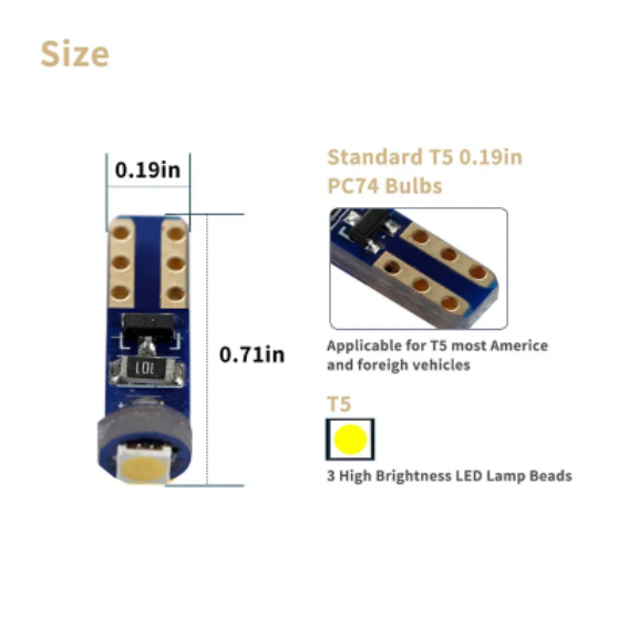  KEEN Original Auto Parts T5 LED Car 5050 1 SMD Car Canbus LED Bulb Instrument Lamp Panel Light Error Free for Cars