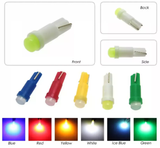 led 12V Auto Bulb T5 COB 1LED Wedge LED Dashboard Lights Bulbs Car Gauges Instrument Panel Lamp Interior Light