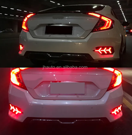   KEEN Hot Sale Tail Lamp Rear Bumper Light for Honda Civic 2017 2018 Flow Turning Brake Warning Reflectors Lights 12V Driving LED