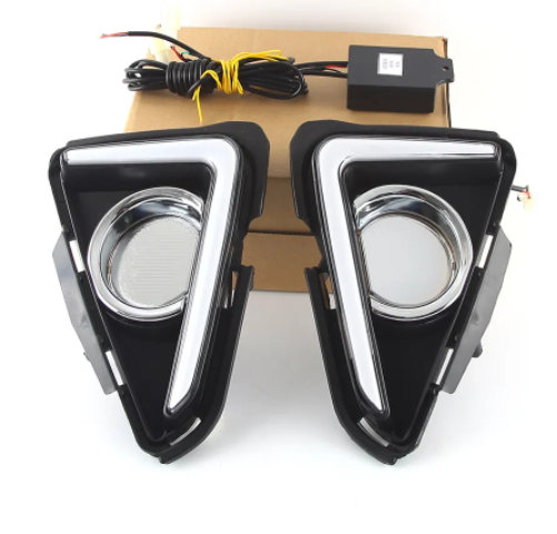  KEEN 12V Car LED DRL for 2014 2015 2016 Toyota RAV4 RAV 4 Daytime Running Light White Fog Lamp Cover With Amber Turn Signal