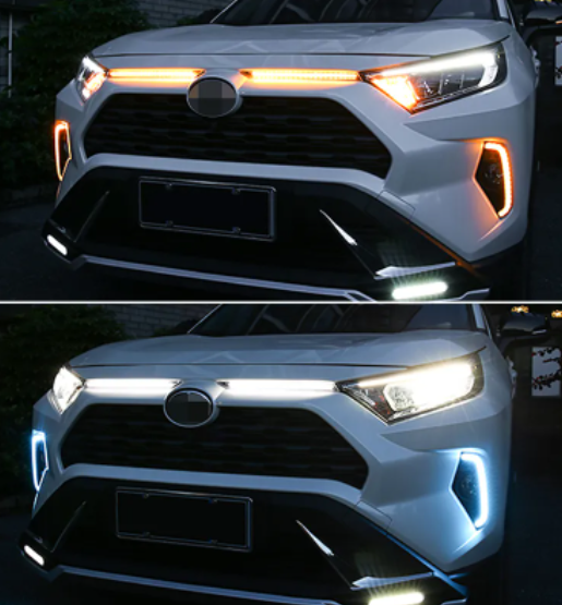  KEEN 12V Daytime Running Light for Toyota RAV4 2019-2021 Front Grille DRL Sequential Turn Signal Car Head Lamp