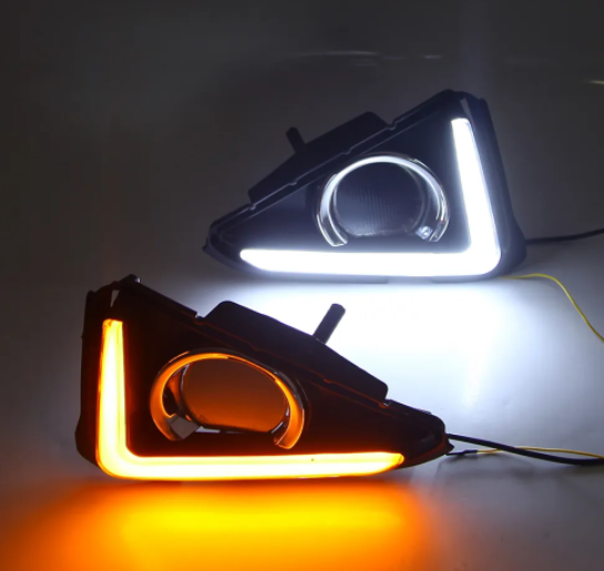  KEEN 12V Car LED DRL for 2014 2015 2016 Toyota RAV4 RAV 4 Daytime Running Light White Fog Lamp Cover With Amber Turn Signal