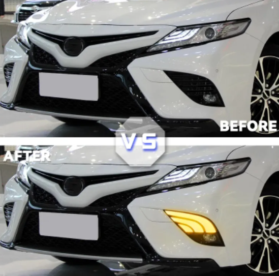 KEEN Daytime Running Lamp for Toyota Camry 2018-2019 LED DRL Driving Fog Lamp Cover led with Flow Turn Signal