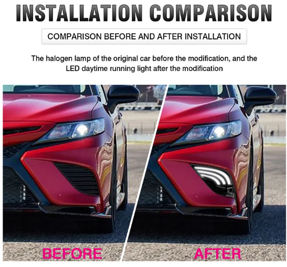  KEEN New Car Light DRL for 2021 Toyota Camry Daytime Running Light Fog Lamp Cover LED Auto Turning Headlight