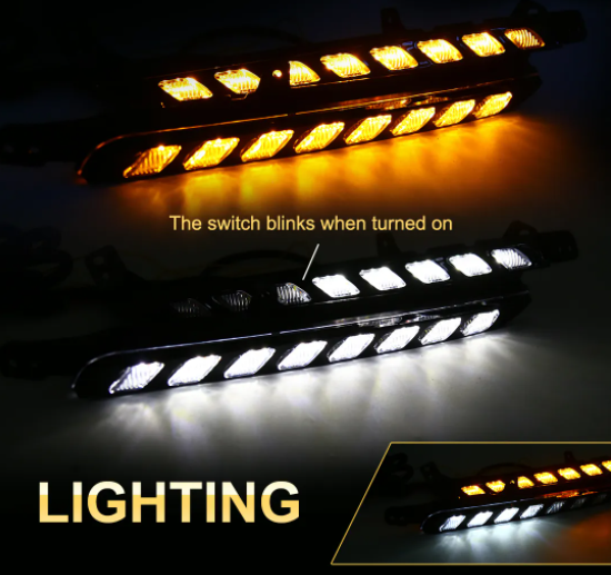  KEEN led DRL Headlight for Toyota Hilux Revo Vigo Rocco 2020-2021 Daytime Running Lights Flow Turn Signal Lamp Foglight