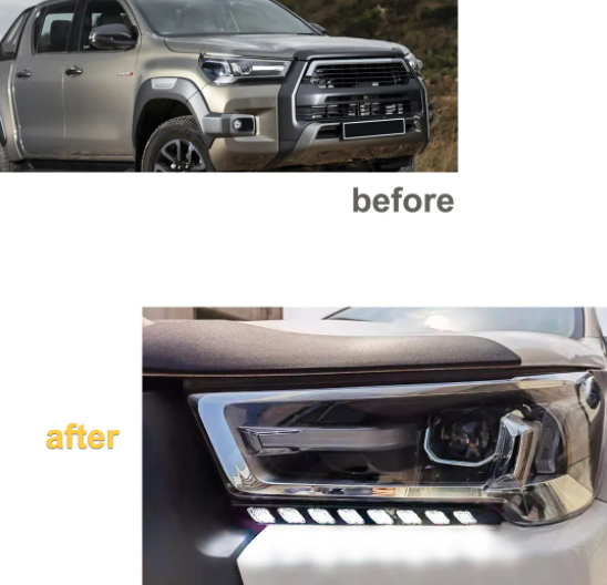  KEEN led DRL Headlight for Toyota Hilux Revo Vigo Rocco 2020-2021 Daytime Running Lights Flow Turn Signal Lamp Foglight