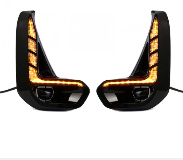   KEEN Super Bright Car Led Daytime Running Lights White Flow Yellow Turn Signal For 2020 2021 HILUX DRL LED Fog Lamp Cover Bulb