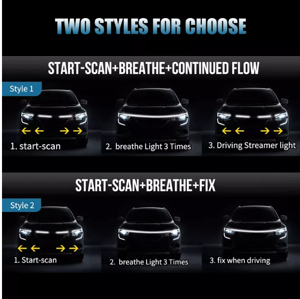 KEEN New Universal 1.5/1.8M Start-scan led Car Hood Light Flexible Daytime Running Lights Strip Deacorative Lamp Accessories