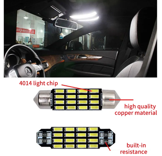 KEEN Auto 31mm 36mm 39mm 41mm C5W 4014 LED 16smd Interior Reading Dome Lamp Festoon Light Bulb License Plate Lights