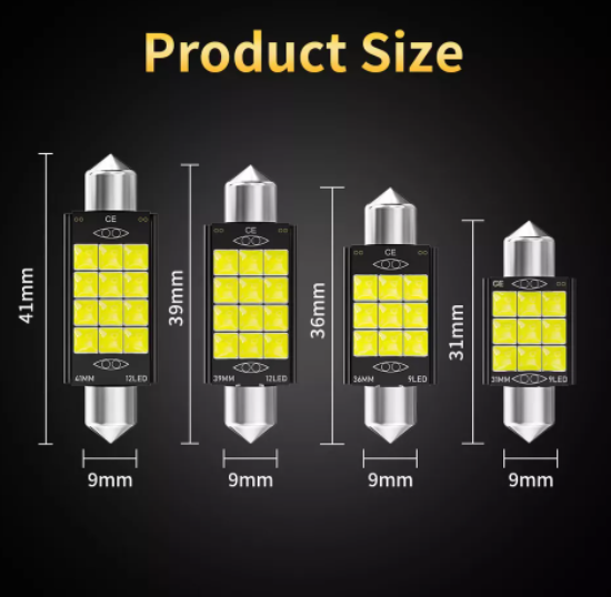  KEEN New Super Bright C5W Led Bulb Dome Reading Roof Interior Light Lamp 31/36/39/41MM Festoon 3030 9SMD Lights Bulbs