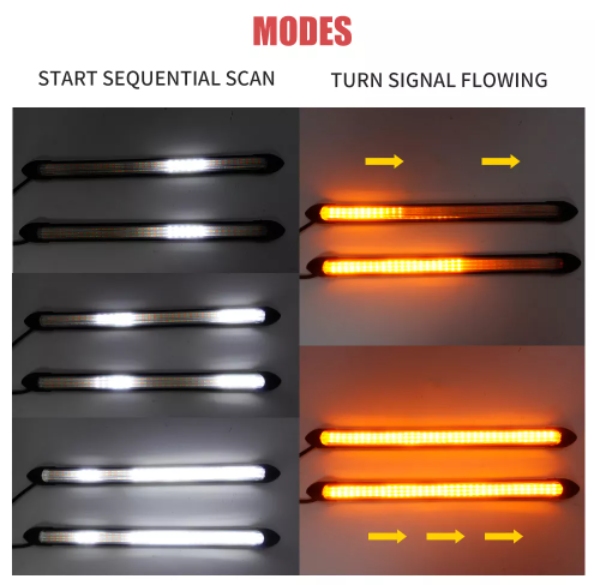   KEEN 12V Universal Car White Scan Flexible Led DRL Headlight Strip Flow Turn Signal Fog Lamp Daytime Running Light Accessories