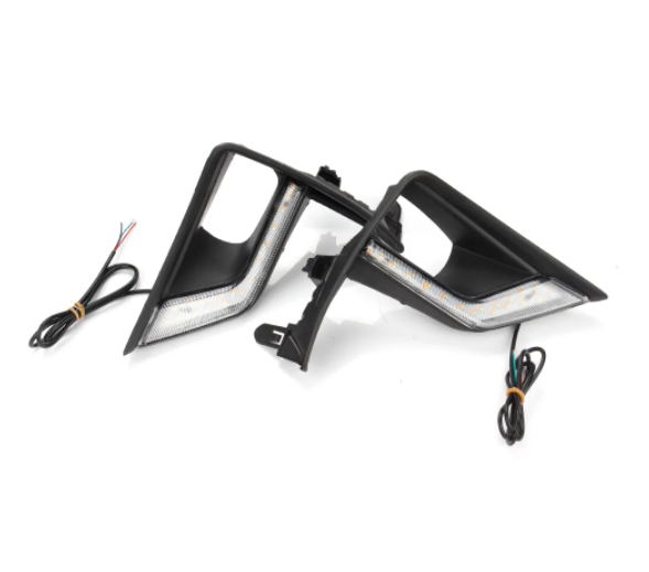 KEEN 12V Car LED DRL for 2018 Toyota Prado Daytime Running Light white and amber turn signal Fog Lamp cover