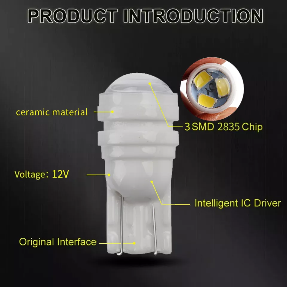 KEEN 12V LED Ceramic T10 Light Bulb Width Clearance Lamp Parking Signal Light w5w 2835 3smd with Lens