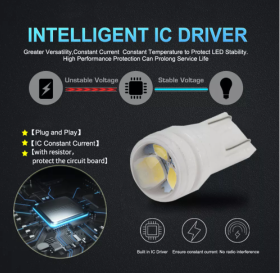 KEEN 12V LED Ceramic T10 Light Bulb Width Clearance Lamp Parking Signal Light w5w 2835 3smd with Lens