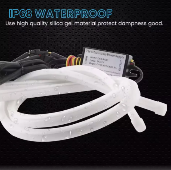  KEEN 60cm RGB Color Chasing Flexible DRL led Strip Remote Control Sequential Amber Turn Signal Daytime Running Light