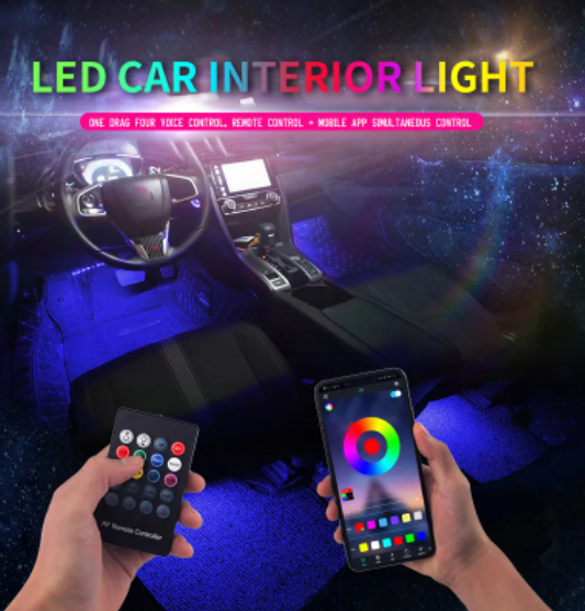KEEN  New 36/48/72 leds Car Foot Ambient Light App RF Control RGB Auto Interior Decorative Atmosphere Lights 4pcs/set 