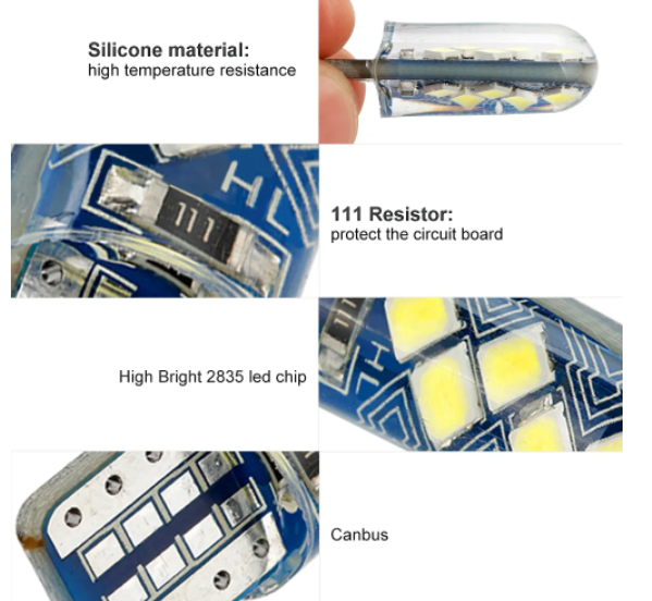   KEEN Canbus Led T10 Silicone 2835 10smd LED Bulb W5W Car Parking Light Interior Dome Lamp 168 194 Auto Turn Side Wedge Bulbs