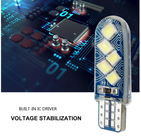   KEEN Canbus Led T10 Silicone 2835 10smd LED Bulb W5W Car Parking Light Interior Dome Lamp 168 194 Auto Turn Side Wedge Bulbs