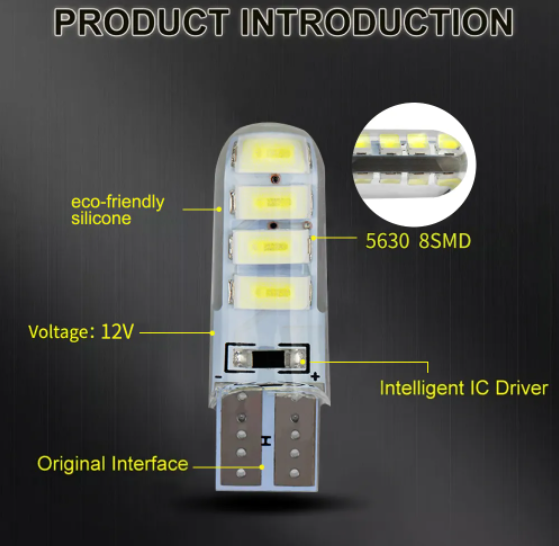 KEEN W5W T10 LED Canbus 5630 8SMD Silicone Car LED Bulb Clearance Wedge Lamp Interior Reading Lights Auto Parking Light