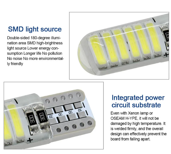  KEEN Silicone T10 Bulb 7020 12SMD 12V Clearance Wedge Lamp Auto Interior Reading Map Light Trunk LED W5W