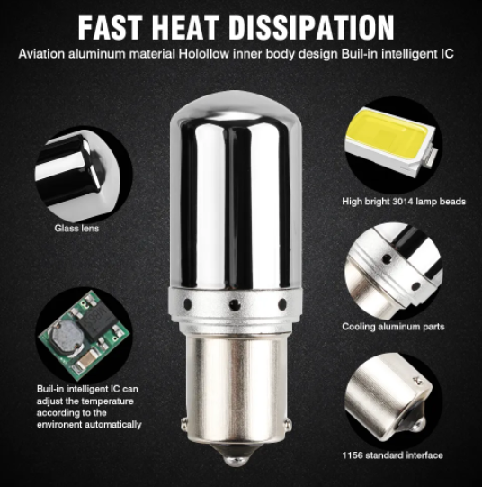 KEEN LED Car Turning Light Canbus 1156 BAU15S 1157 7440 7443 3014 144smd led Front Fog Light Bulbs 12V LED Fix