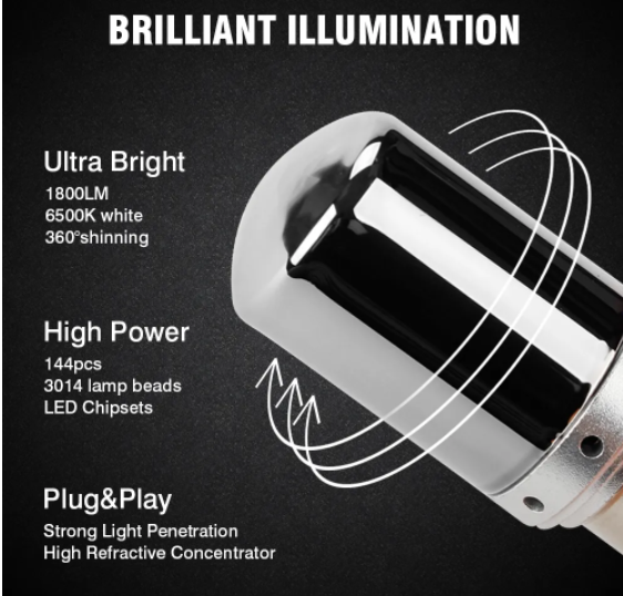 KEEN LED Car Turning Light Canbus 1156 BAU15S 1157 7440 7443 3014 144smd led Front Fog Light Bulbs 12V LED Fix