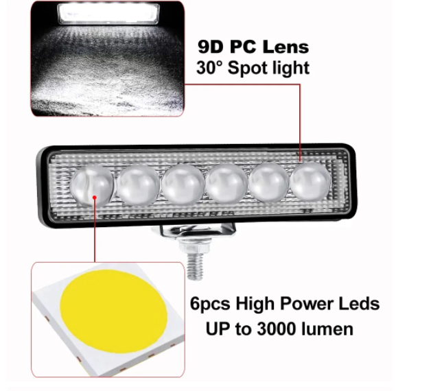 KEEN 18W Led Headlight Bar For Car Motorcycle Truck Boat Tractor Trailer Offroad Spotlight 9D Lens Work Light Driving Fog Lamp