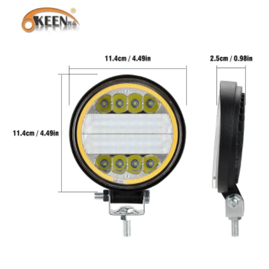 KEEN 4inch Round 72W Work Light with Angel Eye Halo Ring Ofroad LED Light Bar Truck Tractor Boat 4WD SUV ATV Fog Light Headlamp