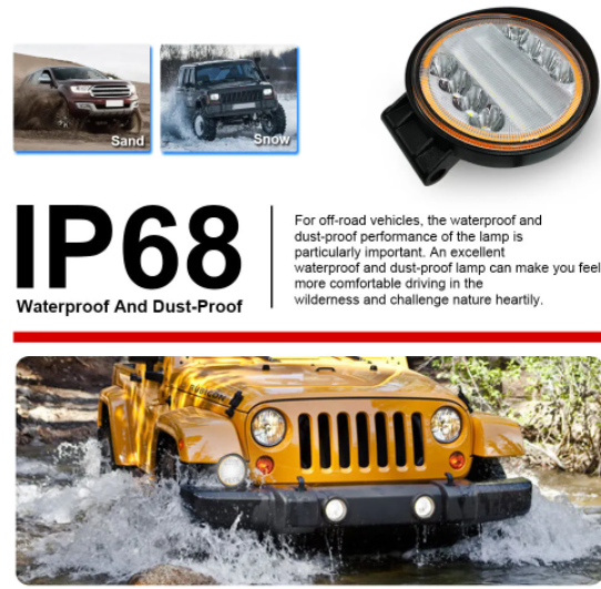 KEEN 4inch Round 72W Work Light with Angel Eye Halo Ring Ofroad LED Light Bar Truck Tractor Boat 4WD SUV ATV Fog Light Headlamp