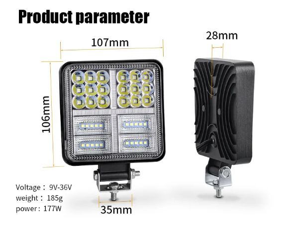 KEEN 177W Square Led Work Light For Truck SUV 4WD 4x4 Boat ATV Jeep Car Tractor Flash Spotlight DRL Headlight