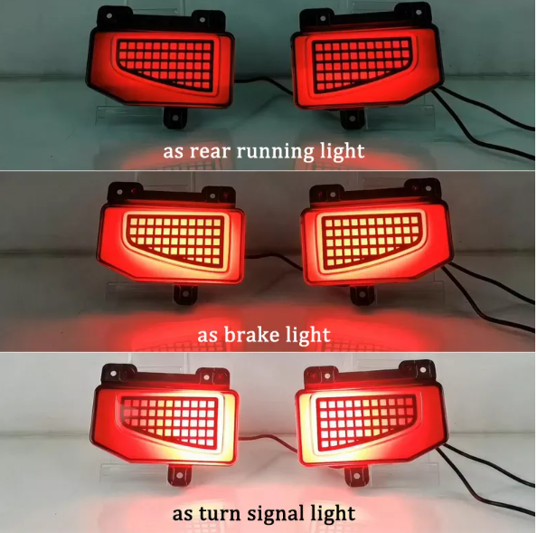 KEEN 12V LED Bumper Light For Jeep Gladiator 2019-2022 Tail Lamp Brake Light Dynamic Turn Signal Reflector Rear Fog Lam 