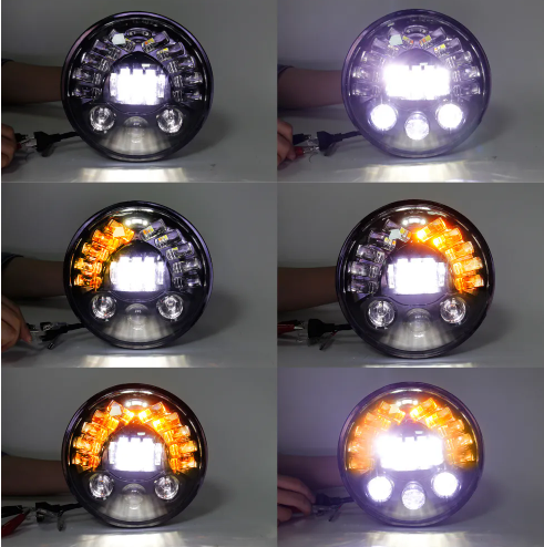 KEEN 7 inch Hi/Lo Beam led Headlight for Jeep Wrangler Offroad Harley Angel Eye Headlamp led DRL Amber Turn Signal Lamp 12-80v