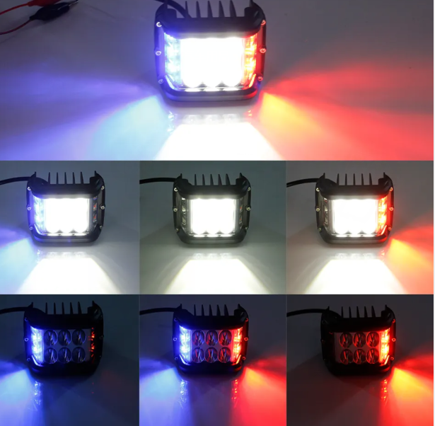 KEEN 12V-80V 36W Red and Blue Flashing Work Lamp for Truck ATV Motorcycle Fog Headlight Off Road Spot Lights Led Head Lights