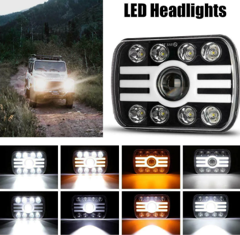 KEEN 5x7 Square led Headlight Hi/Lo Beam Car Offroad Truck Car Led Work Light with Amber Turn Signal Headlamp 12-80V