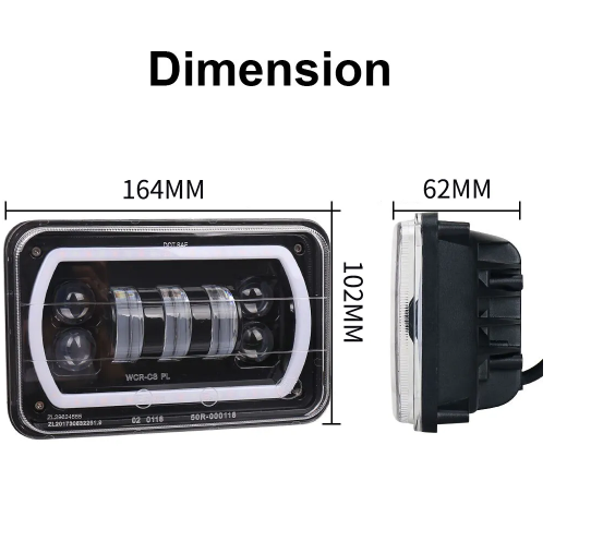 KEEN 4X6 Inch 12-80V Amber Turn Signal LED Headlight for Motorcycle Car Jeep Offroad DRL Work Light Hi/Lo Beam Headlight