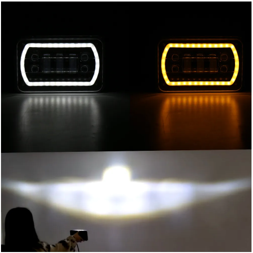 KEEN 4X6 Inch 12-80V Amber Turn Signal LED Headlight for Motorcycle Car Jeep Offroad DRL Work Light Hi/Lo Beam Headlight