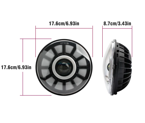KEEN 7 inch Round Led Headlamp for Motorcycle Jeep Wrangler Angel Eye Hi/Lo Beam Offroad Headlamp DRL Turn Signal Light