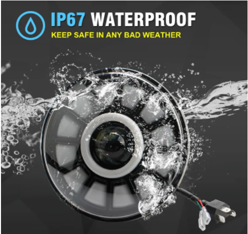 KEEN 7 inch Round Led Headlamp for Motorcycle Jeep Wrangler Angel Eye Hi/Lo Beam Offroad Headlamp DRL Turn Signal Light