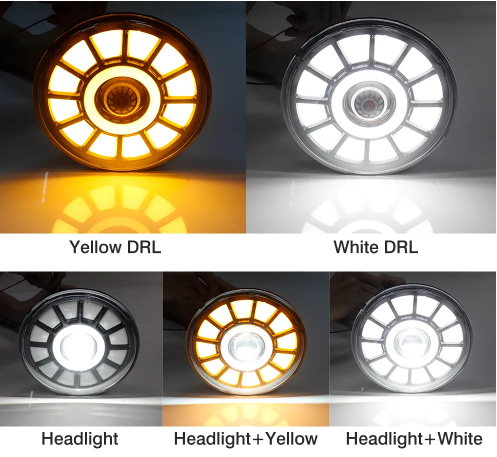 KEEN 7 inch Round Led Headlamp for Motorcycle Jeep Wrangler Angel Eye Hi/Lo Beam Offroad Headlamp DRL Turn Signal Light