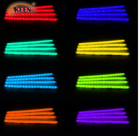 KEEN 4pcs 12v Flexible Rubber Car RGB Interior Atmoshere Light Bar Remote Control Auto Neno Decorative Ambient Strip Light