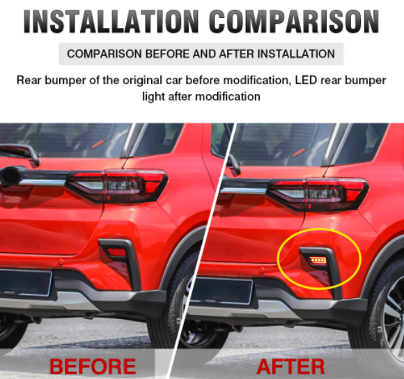 KEEN Rear Bumper Light for Toyota Bezza Ativa Alra Perodua 2020-2022 Taillights Flow Turn Signal Brake Warning Reflector Lamp